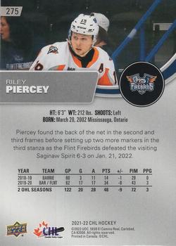 2021-22 Upper Deck CHL - Blue #275 Riley Piercey Back