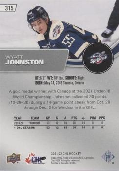 2021-22 Upper Deck CHL - Blue #315 Wyatt Johnston Back