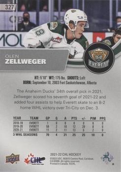 2021-22 Upper Deck CHL - Blue #327 Olen Zellweger Back