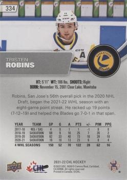 2021-22 Upper Deck CHL - Blue #334 Tristen Robins Back