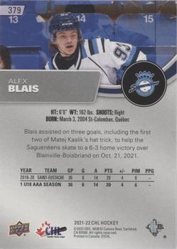 2021-22 Upper Deck CHL - Blue #379 Alex Blais Back