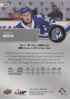 2021-22 Upper Deck CHL - Blue #390 Owen Beck Back