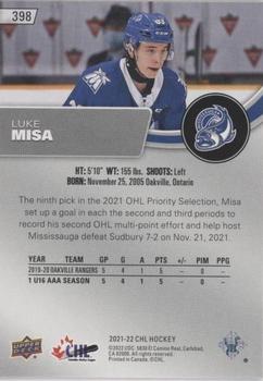 2021-22 Upper Deck CHL - Blue #398 Luke Misa Back