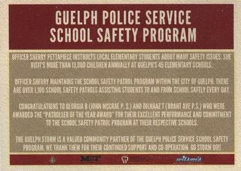 2022-23 Guelph Storm (OHL) #NNO Patroller Of The Year Back