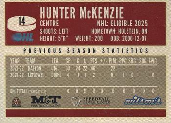 2022-23 Guelph Storm (OHL) #NNO Hunter McKenzie Back