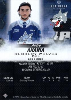 2022-23 Extreme Sudbury Wolves (OHL) #NNO Andre Anania Back