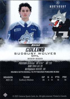 2022-23 Extreme Sudbury Wolves (OHL) #NNO Nolan Collins Back