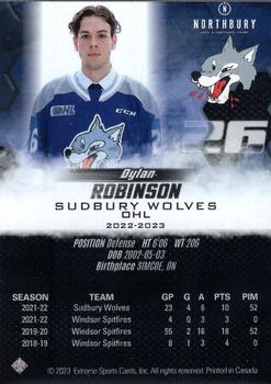 2022-23 Extreme Sudbury Wolves (OHL) #NNO Dylan Robinson Back