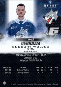 2022-23 Extreme Sudbury Wolves (OHL) #NNO Nick Degrazia Back