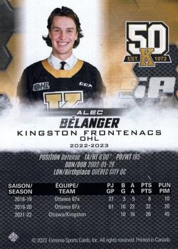 2022-23 Extreme Kingston Frontenacs (OHL) #NNO Alec Belanger Back