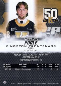 2022-23 Extreme Kingston Frontenacs (OHL) #NNO Nathan Poole Back
