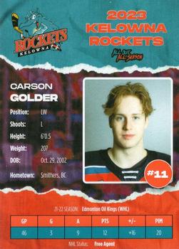 2022-23 Kelowna Rockets (WHL) #NNO Carson Golder Back