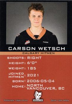 2022-23 Calgary Hitmen (WHL) #NNO Carson Wetsch Back