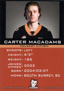 2022-23 Calgary Hitmen (WHL) #NNO Carter MacAdams Back