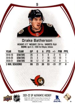 2021-22 SP Authentic - Limited Red #9 Drake Batherson Back