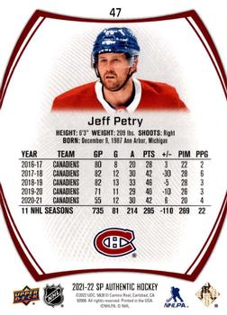 2021-22 SP Authentic - Limited Red #47 Jeff Petry Back