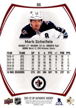 2021-22 SP Authentic - Limited Red #86 Mark Scheifele Back