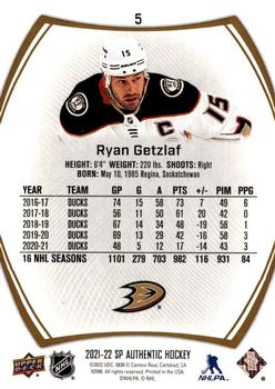 2021-22 SP Authentic - Limited Gold #5 Ryan Getzlaf Back