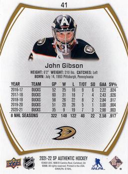 2021-22 SP Authentic - Limited Gold #41 John Gibson Back
