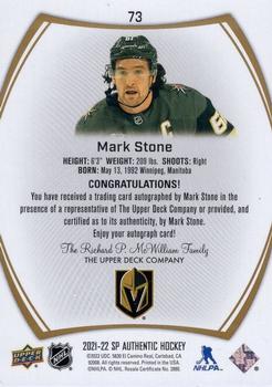 2021-22 SP Authentic - Limited Autographs #73 Mark Stone Back