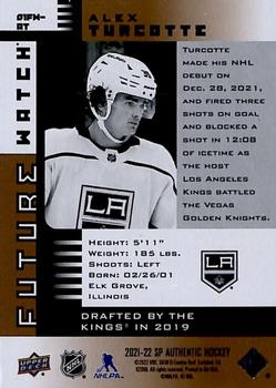 2021-22 SP Authentic - 2001-02 Retro Future Watch Limited #01FW-AT Alex Turcotte Back