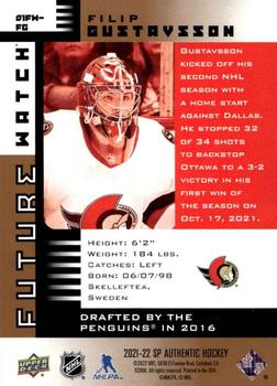 2021-22 SP Authentic - 2001-02 Retro Future Watch Limited #01FW-FG Filip Gustavsson Back