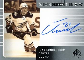 2021-22 SP Authentic - 2001-02 Retro Sign of the Times #SOTT1-IL Isac Lundestrom Front