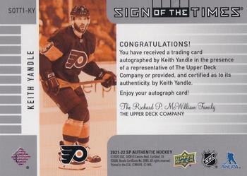 2021-22 SP Authentic - 2001-02 Retro Sign of the Times #SOTT1-KY Keith Yandle Back