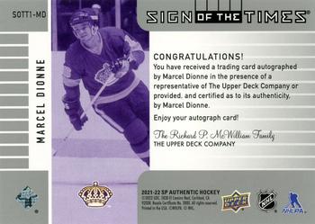 2021-22 SP Authentic - 2001-02 Retro Sign of the Times #SOTT1-MD Marcel Dionne Back