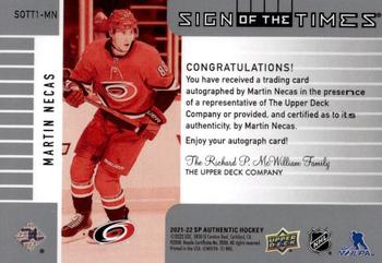 2021-22 SP Authentic - 2001-02 Retro Sign of the Times #SOTT1-MN Martin Necas Back