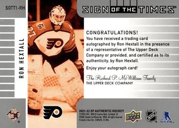 2021-22 SP Authentic - 2001-02 Retro Sign of the Times #SOTT1-RH Ron Hextall Back