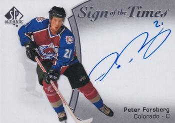 2021-22 SP Authentic - Sign of the Times #SOTT-PF Peter Forsberg Front