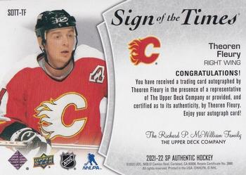 2021-22 SP Authentic - Sign of the Times #SOTT-TF Theoren Fleury Back