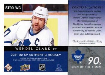 2021-22 SP Authentic - Sign of the Times 90's #ST90-WC Wendel Clark Back