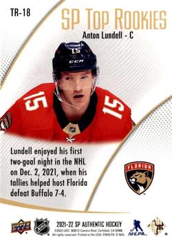 2021-22 SP Authentic - SP Top Rookies #TR-18 Anton Lundell Back