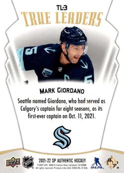 2021-22 SP Authentic - True Leaders #TL-3 Mark Giordano Back