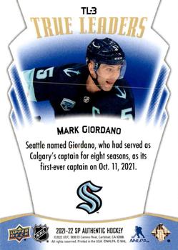 2021-22 SP Authentic - True Leaders Blue #TL-3 Mark Giordano Back