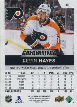 2022-23 Upper Deck Credentials #60 Kevin Hayes Back