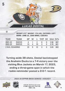 2023-24 Upper Deck #5 Lukas Dostal Back