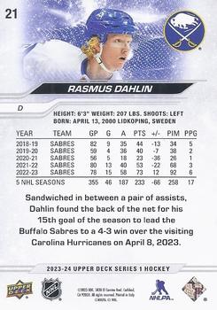2023-24 Upper Deck #21 Rasmus Dahlin Back