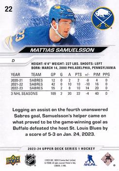 2023-24 Upper Deck #22 Mattias Samuelsson Back
