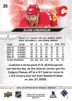 2023-24 Upper Deck #25 Elias Lindholm Back