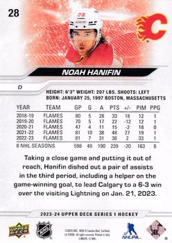 2023-24 Upper Deck #28 Noah Hanifin Back