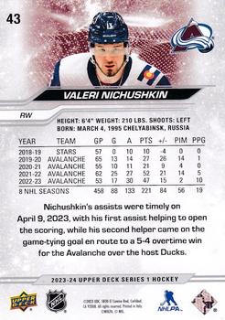 2023-24 Upper Deck #43 Valeri Nichushkin Back