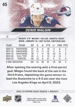 2023-24 Upper Deck #45 Denis Malgin Back