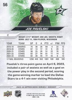 2023-24 Upper Deck #56 Joe Pavelski Back
