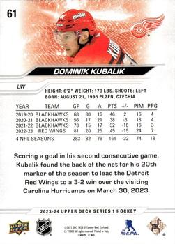 2023-24 Upper Deck #61 Dominik Kubalik Back