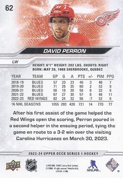 2023-24 Upper Deck #62 David Perron Back