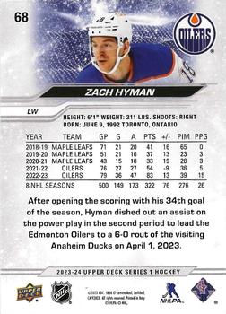 2023-24 Upper Deck #68 Zach Hyman Back