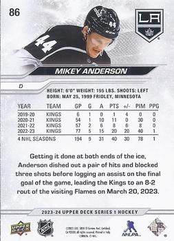 2023-24 Upper Deck #86 Mikey Anderson Back